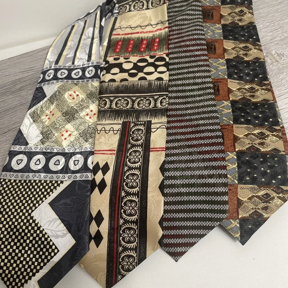 GOLD TOWER  Handmade Neck Ties  Lot Of 4 57